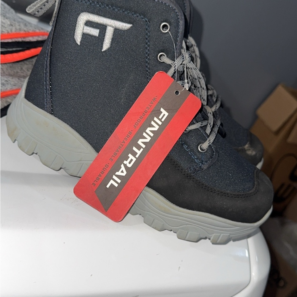 Black and Gray Combat Moto Boots with Rugged Design